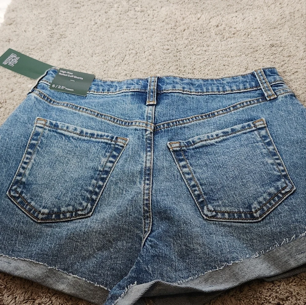 Women's High-Rise Rolled Cuff Jean Shorts - Wild Fable Blue 6 - Picture 3 of 11